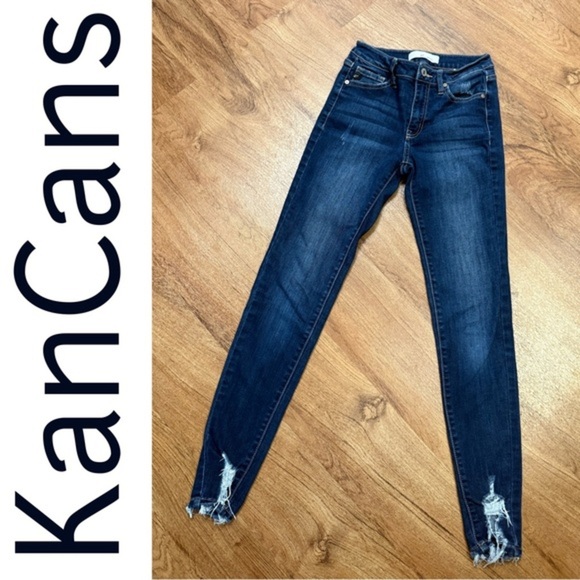 KanCan Women's Blue Distressed Ankle Skinny Jeans - Picture 1 of 5
